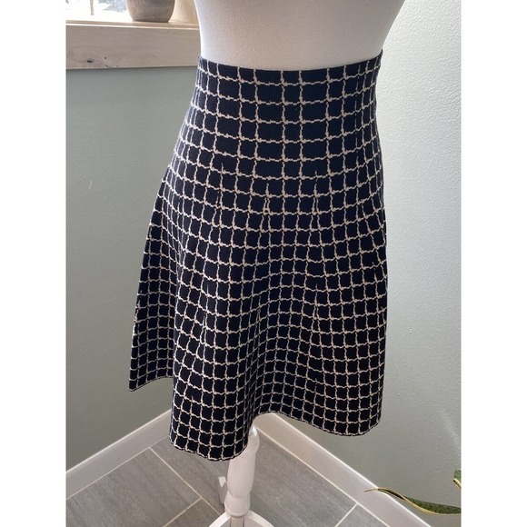 Max Studio Lapis Grid Cotton Knit High Wasted Y2K Style Skirt Size Large NWT - Picture 1 of 7